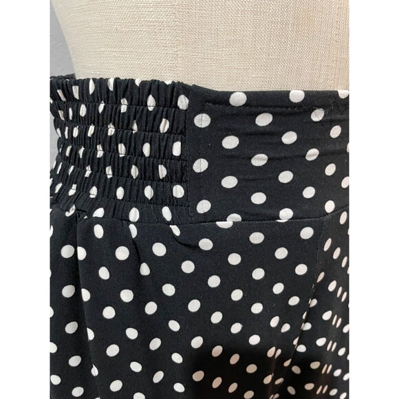 Calessa Women's Polka Dot Wide Leg Pull On Stretch Knit Pants size S Smocked - Picture 4 of 10